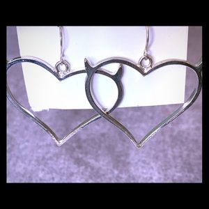 Silver devil heart earrings